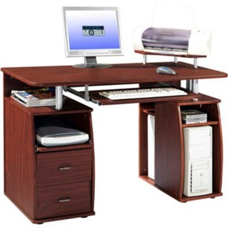 RTA PRODUCTS LLC Techni Mobili Complete Computer Workstation Desk with Storage, Mahogany RTA-8211-M615